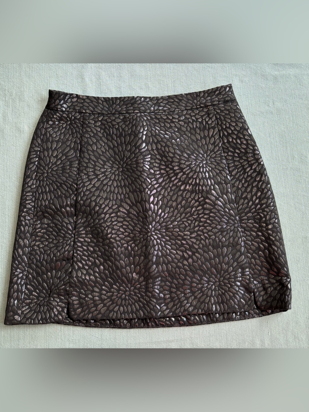 LOFT Metallic Floral-Print Mini Skirt in Black and Silver 8